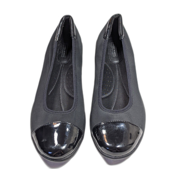 Life Stride Shoes - Laura Scott I Love Comfort Wedge Heel Ballet Shoe Black Patent Leather Sz 10